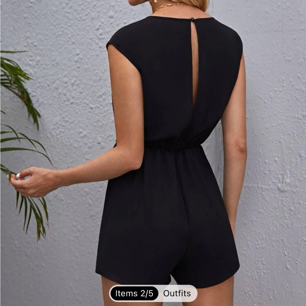 SHEIN notch neck solid romper